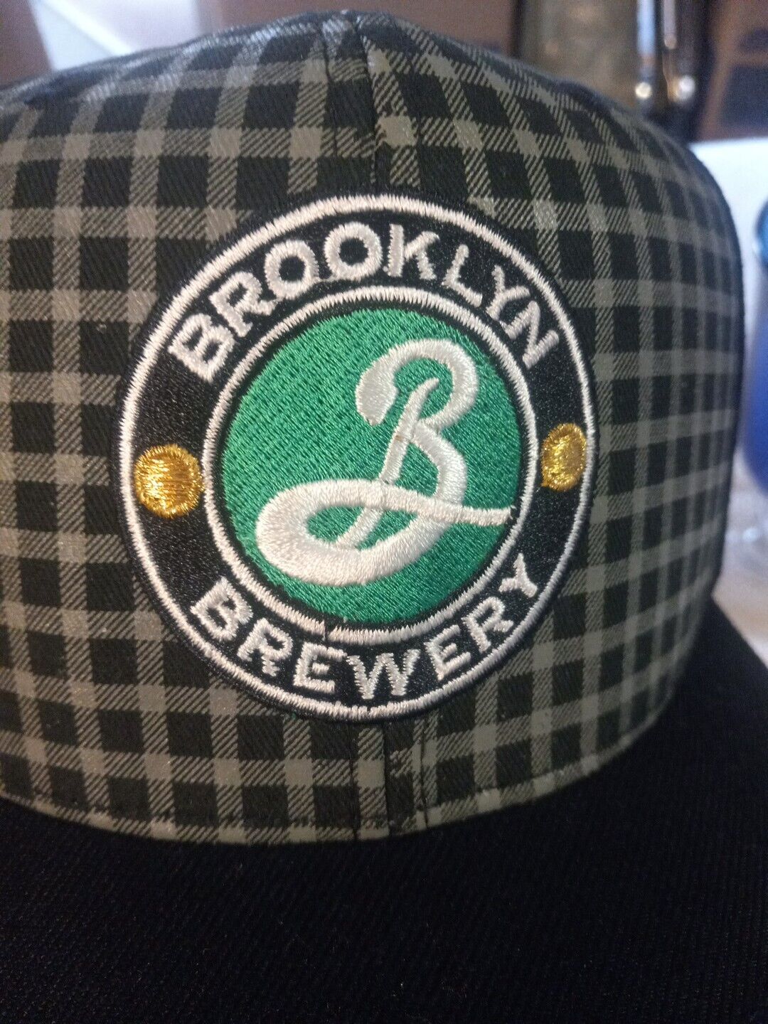 Rare Brooklyn Brewery Plaid Hat Green And Black Elidan