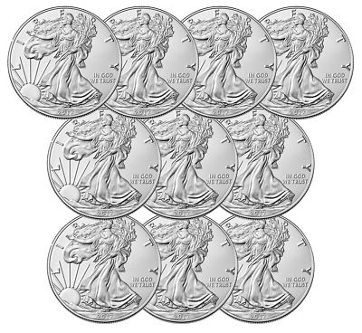 Lot Of 10 - 2017 $1 1oz Silver American Eagle Bu