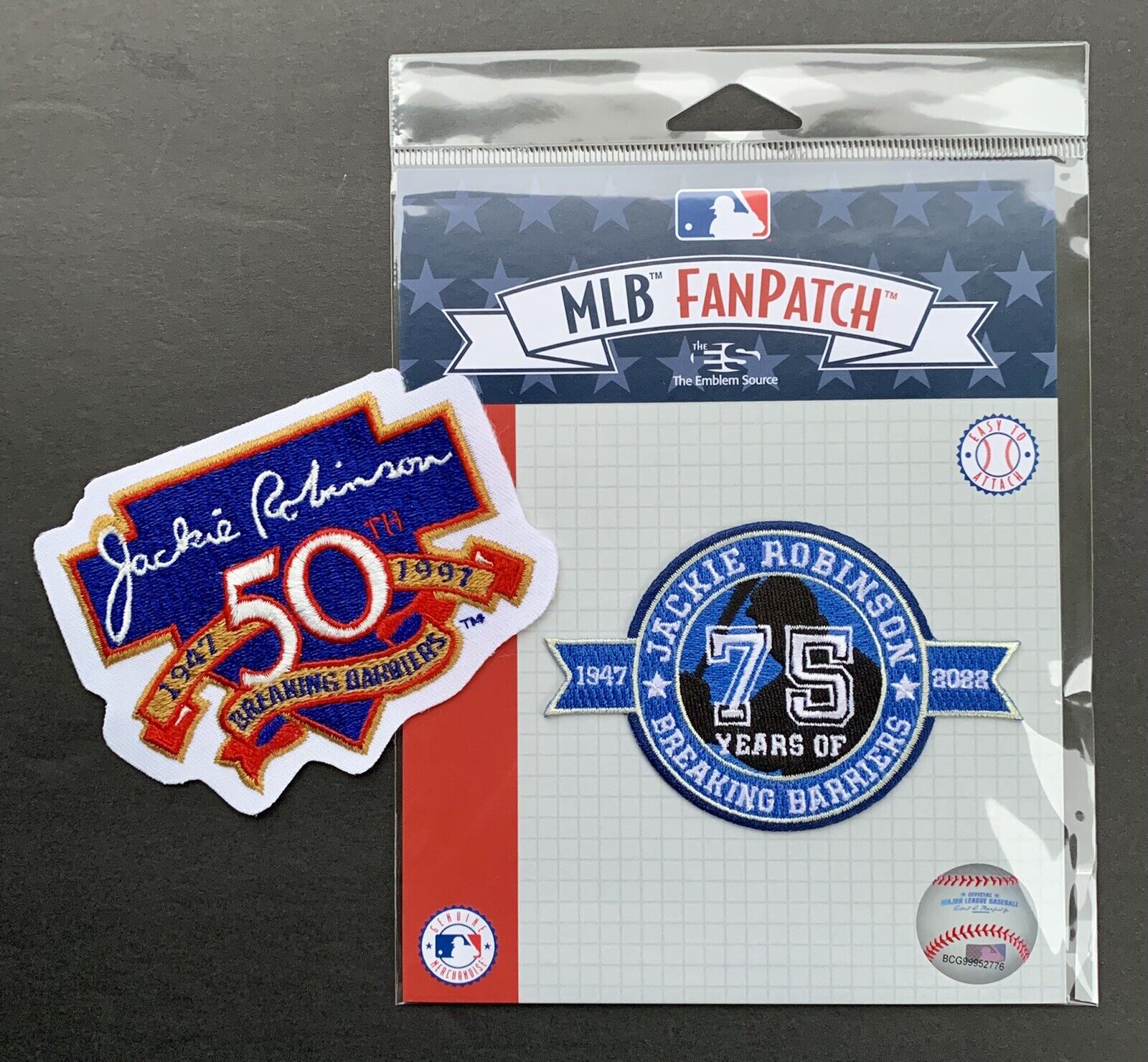 Jackie Robinson 50th And 75th Anniversary “Breaking Barriers” MLB Patch Combo