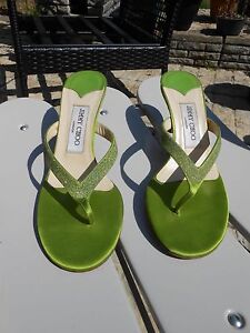 Jimmy-Choo-Lime-Green-Satin-and-Leather-Sparkly-Kitten-Heels-Toe-Posts ...