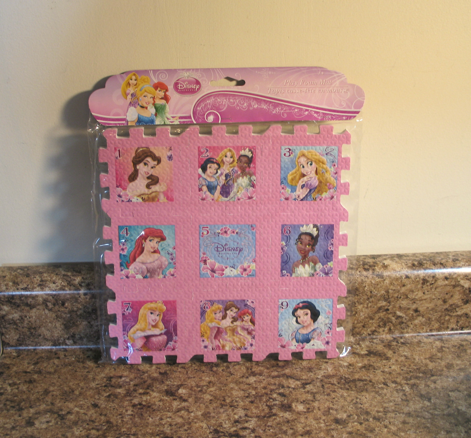 Disney Princess Puzzle Foam Mat 9 Piece Numbered NEW