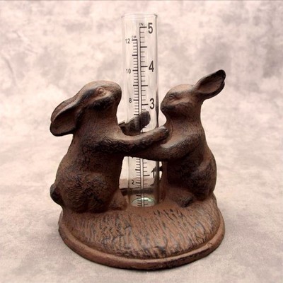 PLAYFUL BUNNY RABBITS SCULPTURE Cast Iron & ...