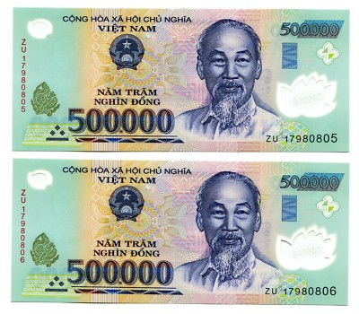 Vietnamese Currency 5x500,000=2.5 million dong Bank Notes brand new issue 2018