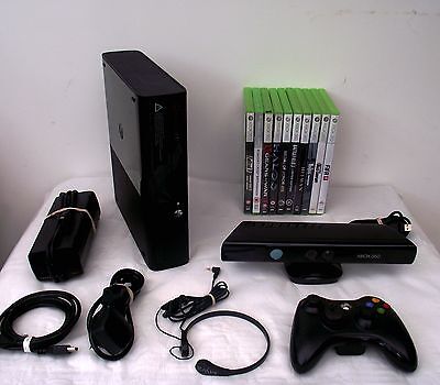 Microsoft Xbox 360 S with Kinect 250 GB Black Console (PAL) + 11 Top Games