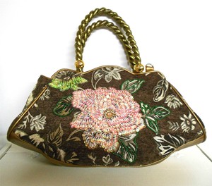 Details about Unique Beaded Fabric Handbag Purse, very good condition