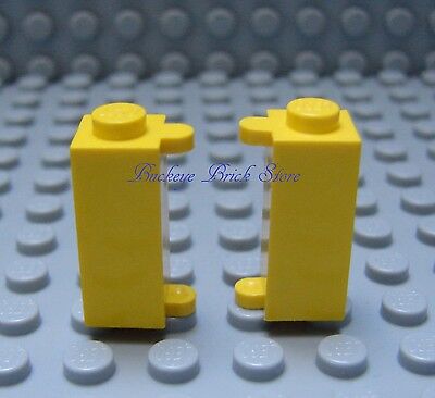 LEGO PART 3581 YELLOW BRICK MODIFIED 1 X 1 X 2 WITH SHUTTER HOLDER X 2 PIECES