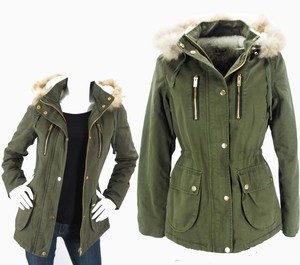 Parka capuche kaki fourrée CINDY.h Manteau long veste