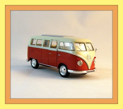1963 VOLKSWAGEN T1 BUS ,METALLIC ORANGE WELLY 1/32 DIECAST CAR COLLECTORS MODEL