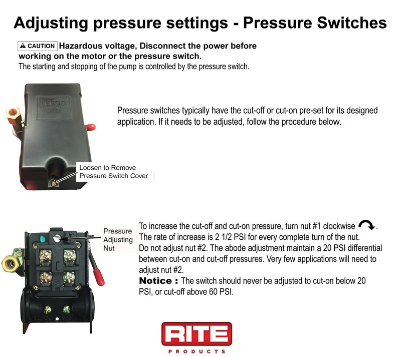 Pressure Switch How to adjust pressure settings eBay