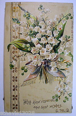 Snowbells With kind regards and Best Wishes Germany 1907 Vintage Postcard (Best Regards Kind Regards)