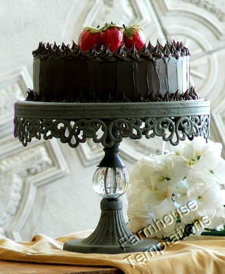 VINTAGE PEDESTAL CAKE STAND Metal and Glass ...