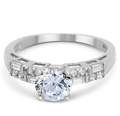 Pre-owned White Star Jewels 14k Solid White Gold Cz Cubic Zirconia Solitaire Engagement Ring 1.0 Ct. In White/colorless