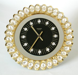 Gold Plated   lobmeyr Clock Wall vintage chandelier Mirror Vintage Lobmeyr Crystal Junghans Palwa