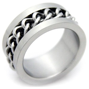 Mens-Stainless-Steel-Ring-Curb-Chain-Style-Jewelry-Wedding-Band ...