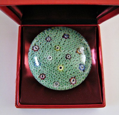 Baccarat French Crystal Glass Paperweight Millefiori Zodiac 1988 In Box Vintage