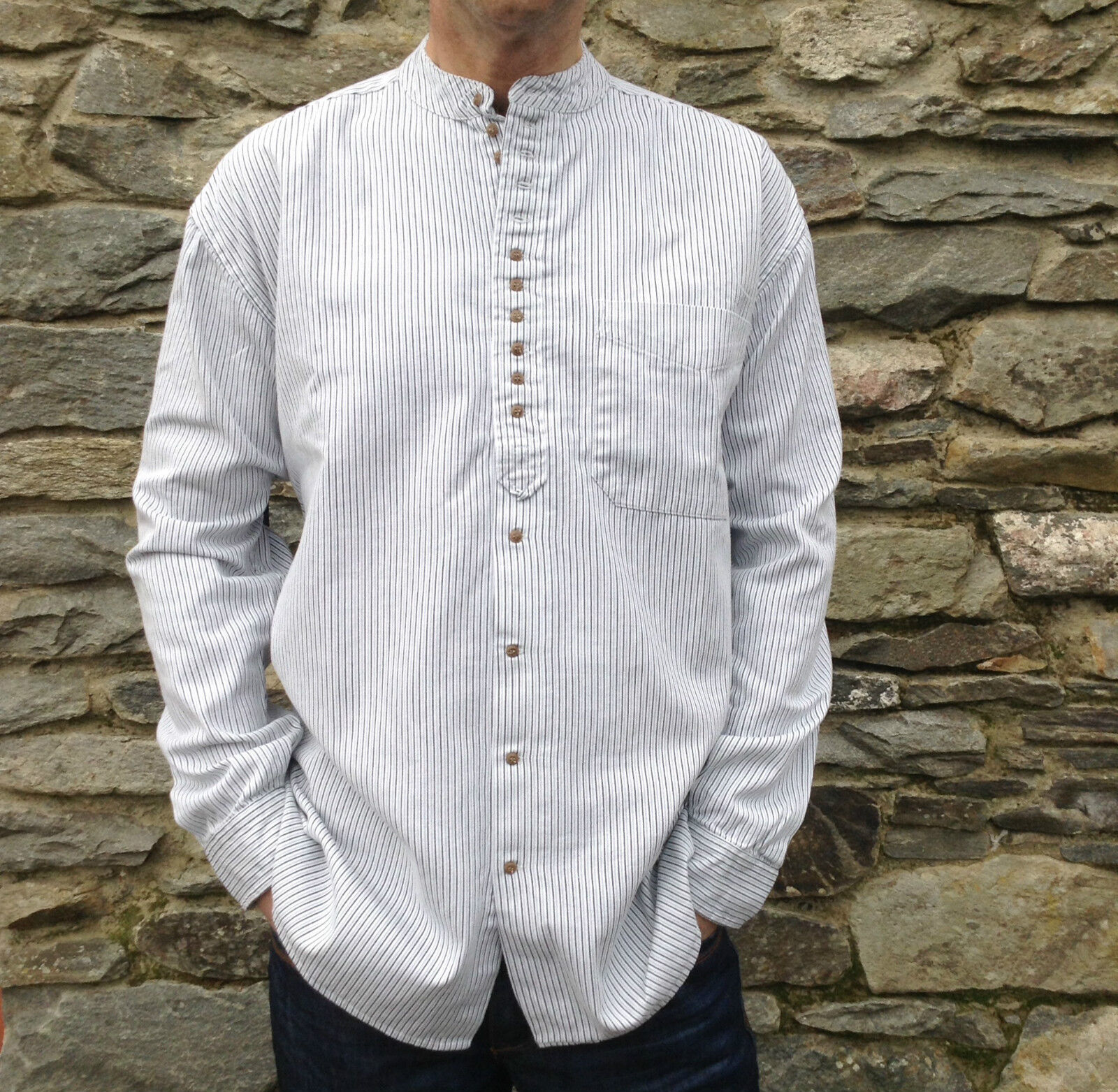 Mens/Gents Grandfather/Grandad Collarless Shirts Cotton Irish/Ireland Classic | eBay