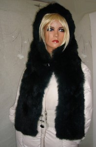 eBay FOX SCARF REAL scarf FUR hooded fur  HOODED STOLE