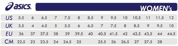 asics size chart asics size chart
