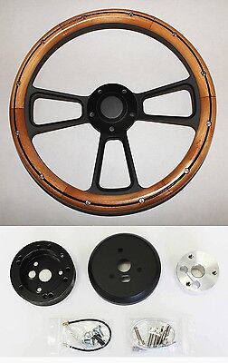 1969-1993 Buick Skylark Riviera GS Steering Wheel Alder Wood on Black Spokes