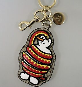 New GUCCI UNICEF GG Canvas/Leather Key Ring/Charm Snowman and Snake 239024 8650