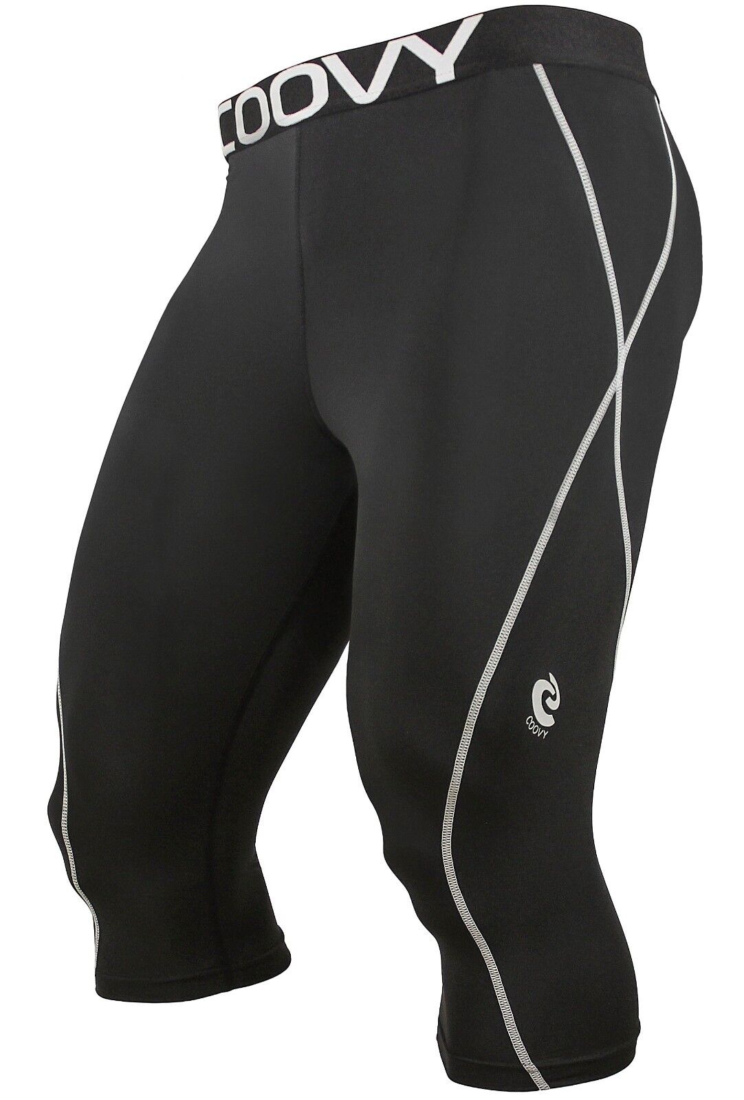 Type & Color:N056 Midweight Black 3/4 Tights:Mens COOVY Compression Under Base Layer Sports Armour Short Tights Running pants