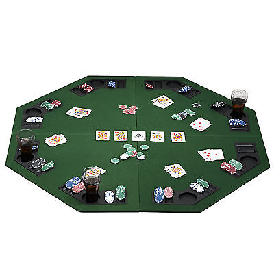 1.2m/48" Large Foldable 8 Player Poker Table Top with Chip Trays & Drink Holders