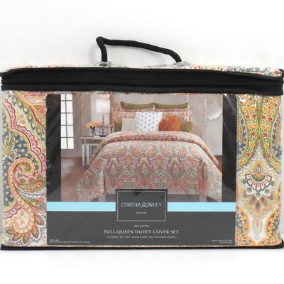 PAISLEY MOROCCAN QUEEN DUVET COVER 3pc SET CYNTHIA ROWLEY