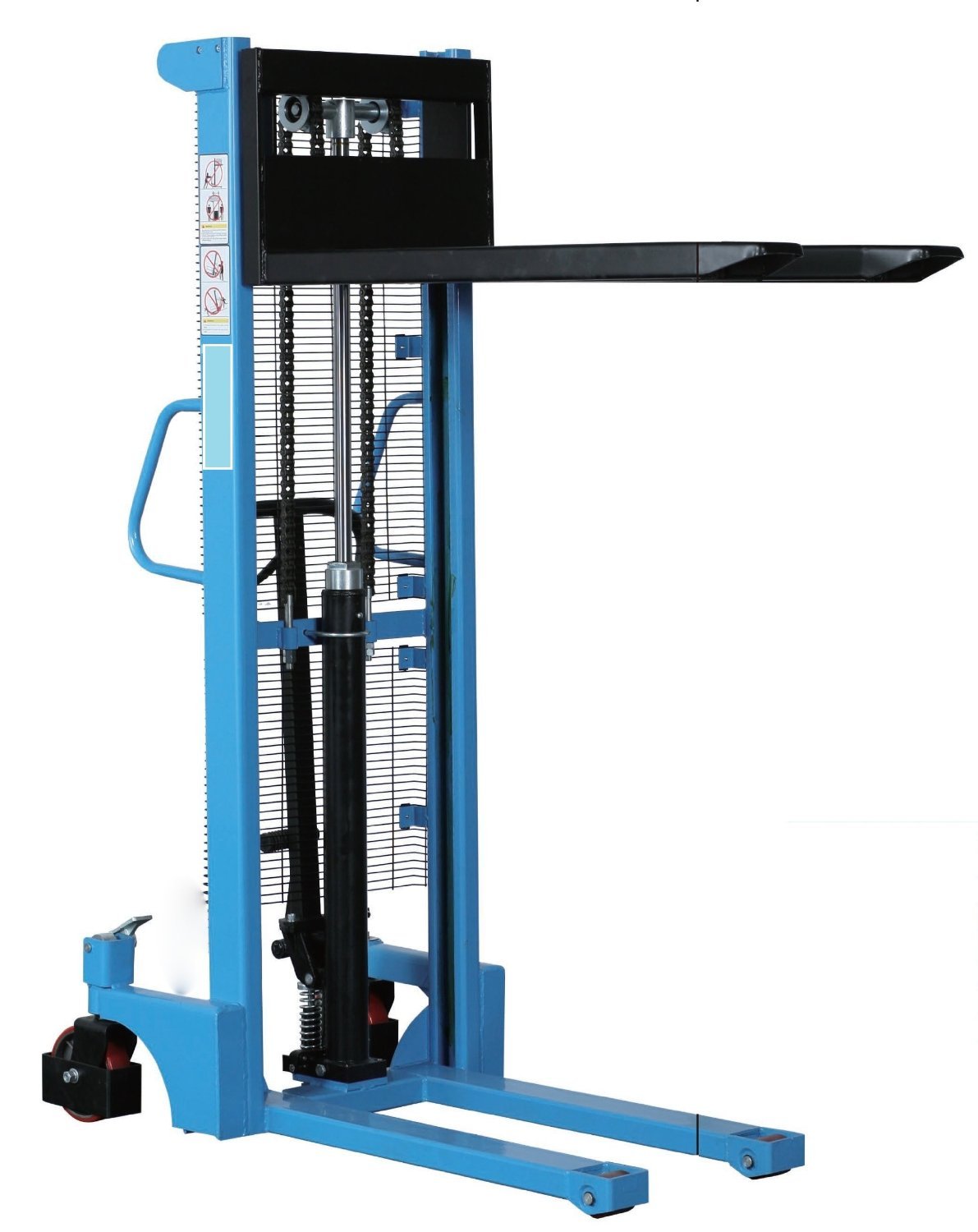 HAND STACKER 1.6M HIGH FORK LIFT PALLET TRUCK 1 TONNE MANUEL FORKLIFT