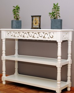 Konsolentisch im Landhausstil Tisch Konsole weiß günstig mit Ornamenten