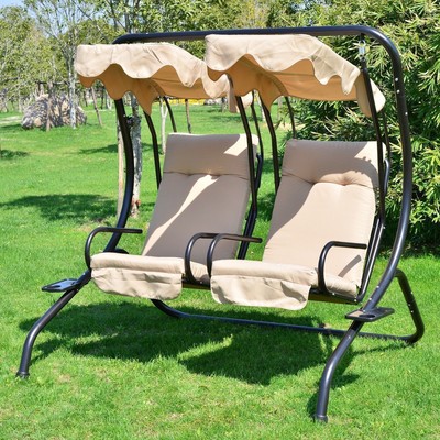 Outdoor Patio 2 Person Covered Swing Chair ...