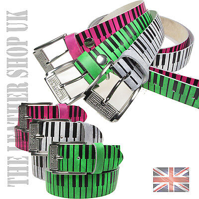 Best Gift Mix Package Of 3 Belts Real Leather Piano Print Handmade In (Best Leather Belts Uk)