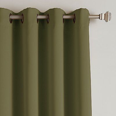 BEST HOME FASHION THERMAL INSULATED BLACKOUT GROMMET CURTAIN PANEL 52x63 OLIVE 