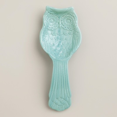 Turquoise Blue Ceramic Owl Cooking Spoon Rest ...