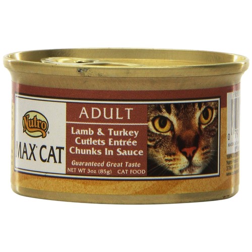 MAX CAT Adult Cat Food Lamb Turkey Cutlets Entree Formula Cans, 3 oz.