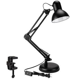 Swing Arm Desk Lamp, Interchangeable Base Or Clamp, Folding Metal Arm