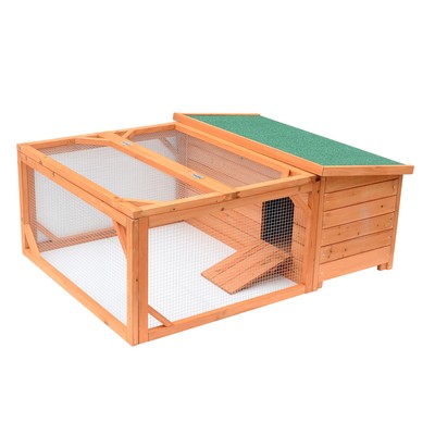 Pawhut Deluxe Backyard Wood Rabbit Hutch Poultry ...
