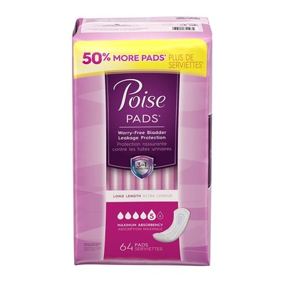UPC 078433432422 product image for Poise Incontinence Pads, Maximum Absorbency, Long, 64 Count | upcitemdb.com