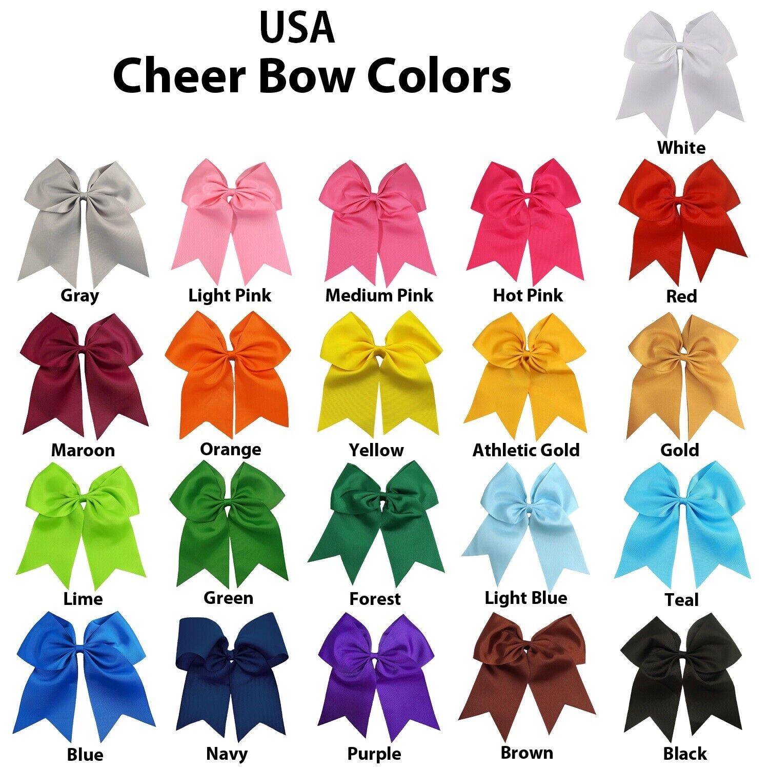 UPICK COLOR Big 7" Cheer Bow Ponytail 3 Inch Ribbon Girls Hair Bows Cheerleading
