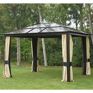 12'x10' Outdoor Hardtop Roof Gazebo Aluminum Metal Patio ...