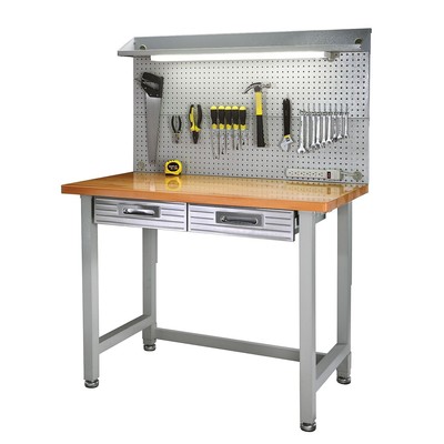 Heavy Duty Lighted Workbench Wood Hardwood Top ...