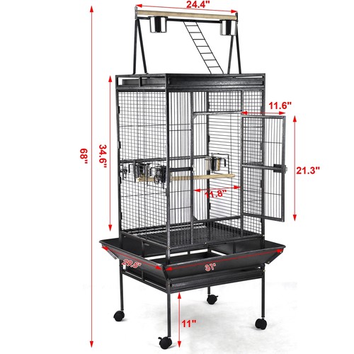 Black Bird Cage Parrot Finch Cage Play ...