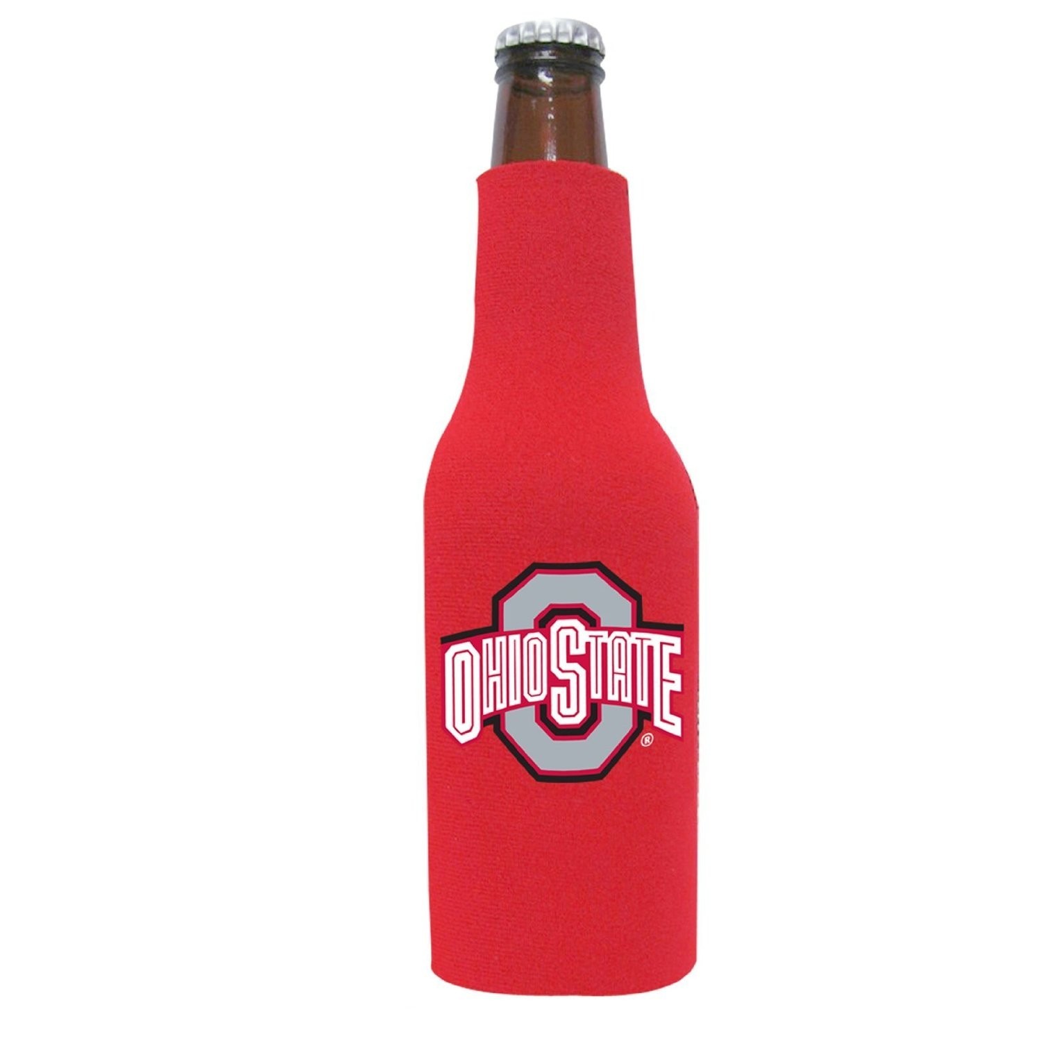 OHIO STATE BUCKEYES BEER SODA WATER BOTTLE ZIPPER KOOZIE COOLIE HOLDER