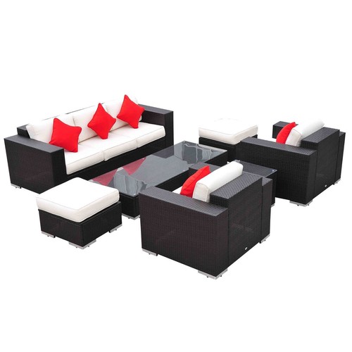 Deluxe 7pc Outdoor Rattan Wicker Sectional Patio ...