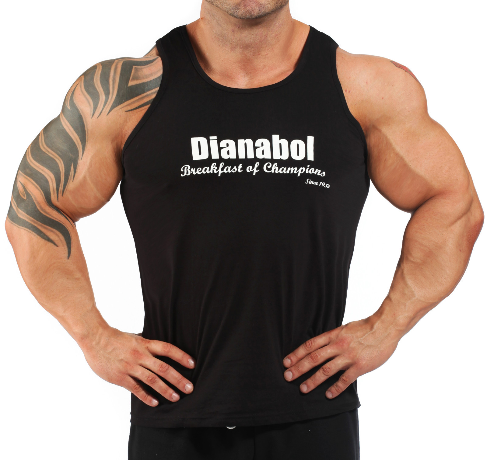 BLACK STERIOD DIANABOL BODYBUILDING VEST WORKOUT GYM