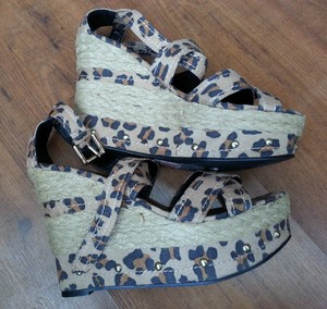 Select Leopard Print Ankle Straps, Strappy Wedges Size 6 excellent ...