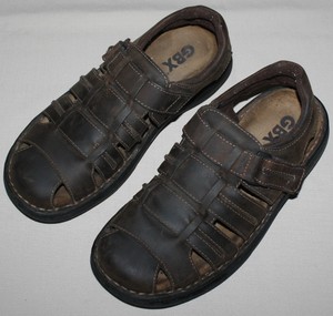 GBX-Cancun-Sandals-Mens-size-10-D-Leather-Upper-Shoe-Brown-Fisherman ...