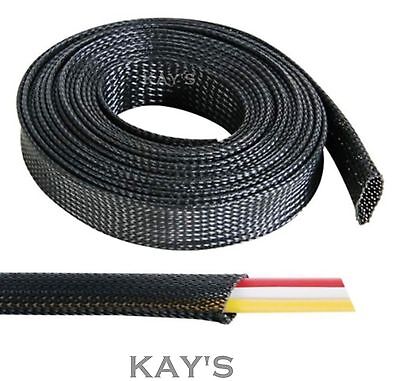 BLACK BRAIDED CABLE SLEEVING/SHEATHING - AUTO WIRE HARNESSING, MARINE ELECTRICS