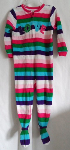 GIRLS-3T-SWEET-STRIPED-LOVE-SUPER-COZY-ZIPPER-UP-BLANKET-SLEEPER-EUC-CARTERS