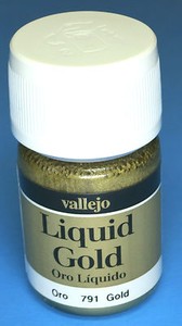 gold vallejo liquid paint 35ml synthethic resin acrylic bottle