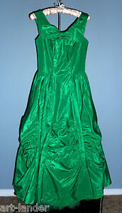 Vintage-50s-Emerald-Green-Taffeta-Party-Prom-Dress-Lorrie-Deb-San ...